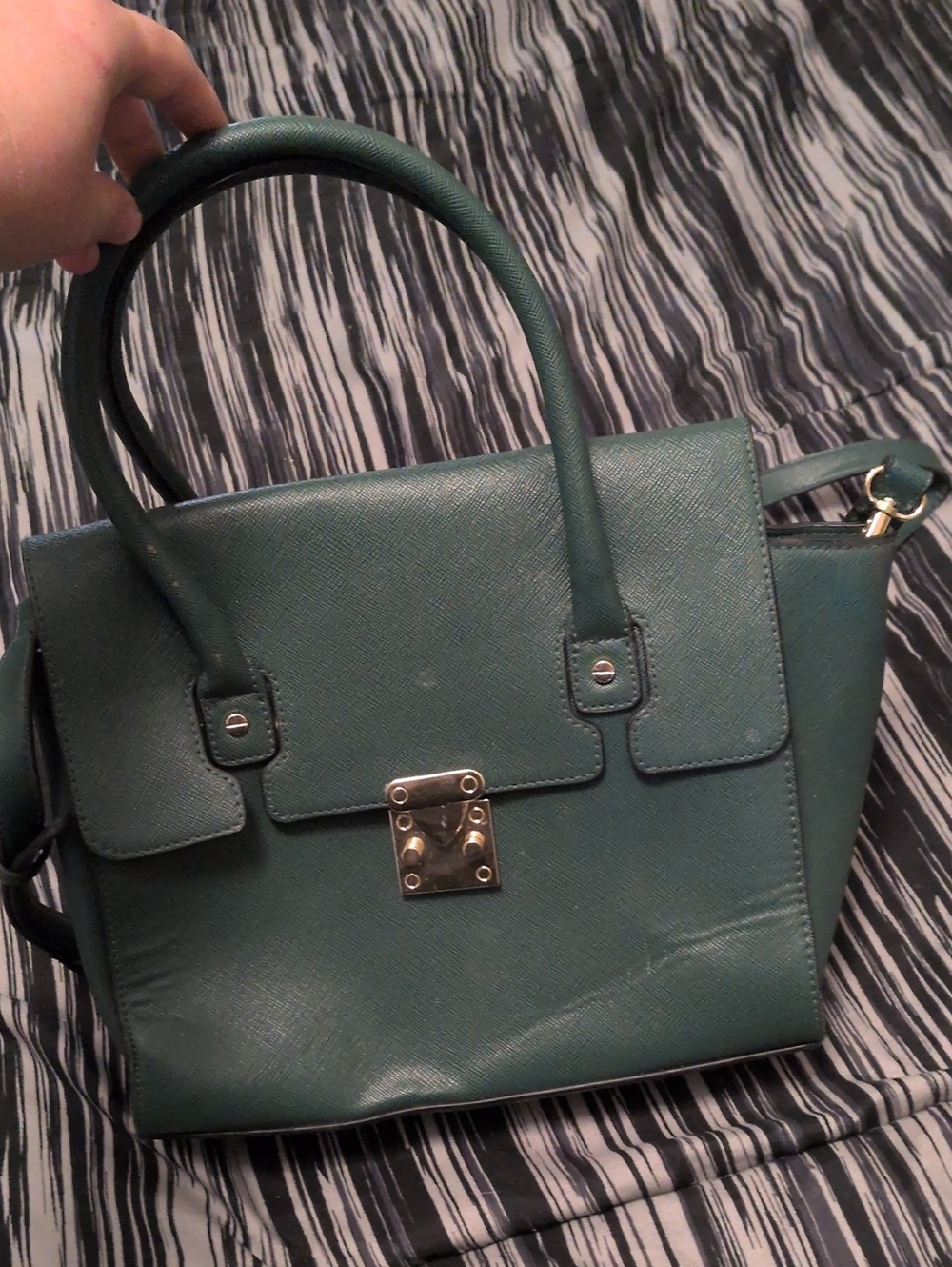 a new day Teal Structured Satchel with Gold Hardware
